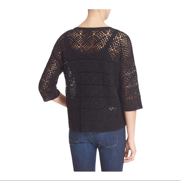 JOIE BLACK CROCHET SWEATER - Picture 3 of 8
